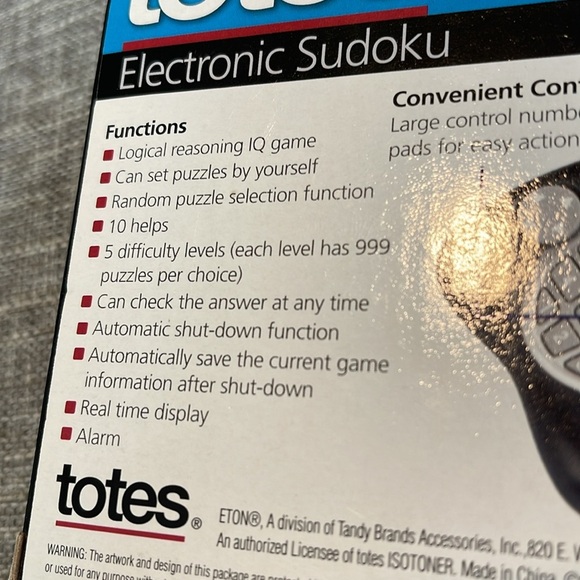 Totes Touch Screen Sudoku Pocket Size Included 1 Million Ways to Play - Picture 4 of 4